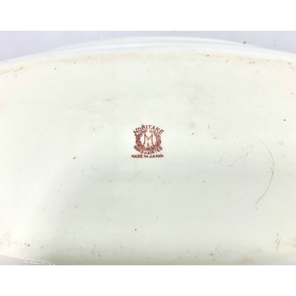 Nippon Vintage Floral Celery Dish & 6 Salt Dishes Orange Gold Trim Japan - Picture 6 of 9